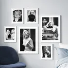 Настенные картины с Мэрилин Монро для гостиной, Постер со звездами и принтом, настенное художественное полотно, домашний декор, черные и белые фигурки