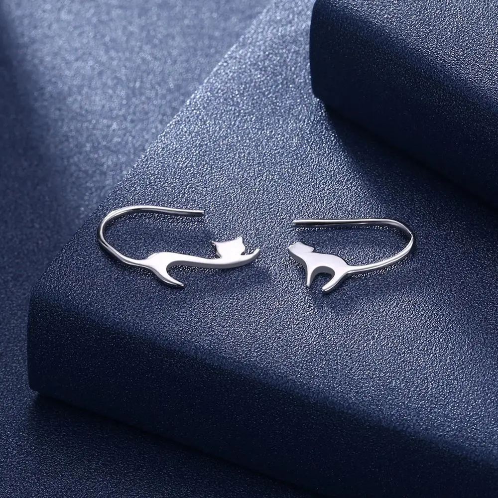 silverhoo 925 sterling silver earrings 2021 fashion kitten design luxury brand earrings for women hot sale engagement gifts free global shipping