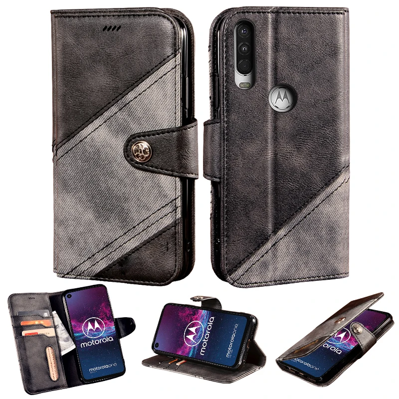 Кожаный чехол-книжка для Motorola One Action противоударный чехол-бампер корпус |