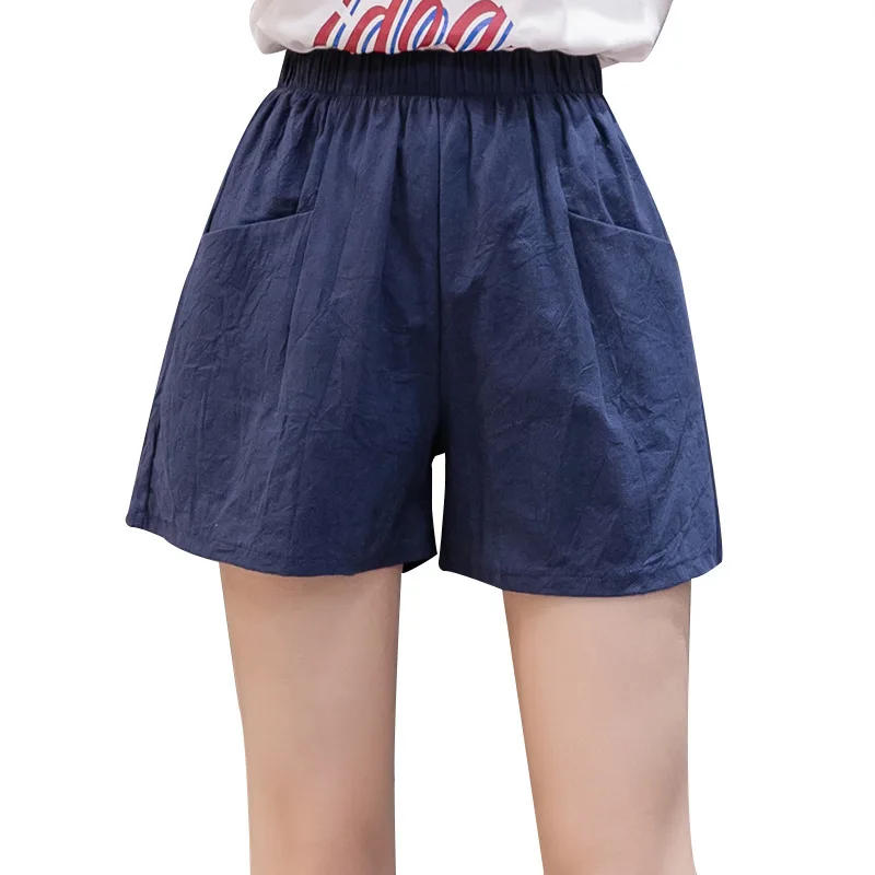 

Women Shorts Summer Casual Solid Cotton Linen Shorts High Waist Loose Wide Leg Shorts for Girls Soft Cool Female Shorts de mujer