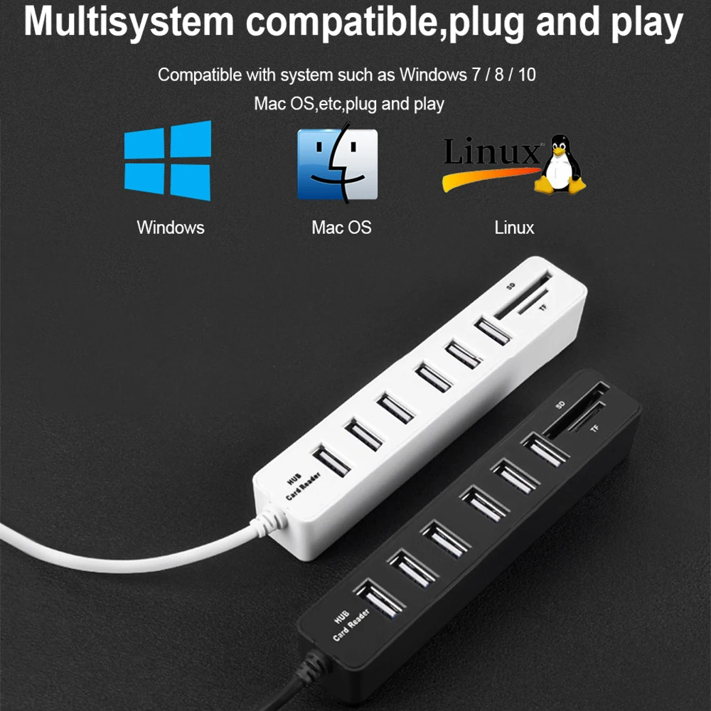 1 шт. USB 2 0 концентратор 3/6 разветвитель карта TF SD для планшета ноутбука компьютера