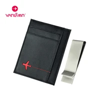 leather rfid credit card holder with metal money clip 2 in 1 men thin wallet card wallet driver license holder women cardholder