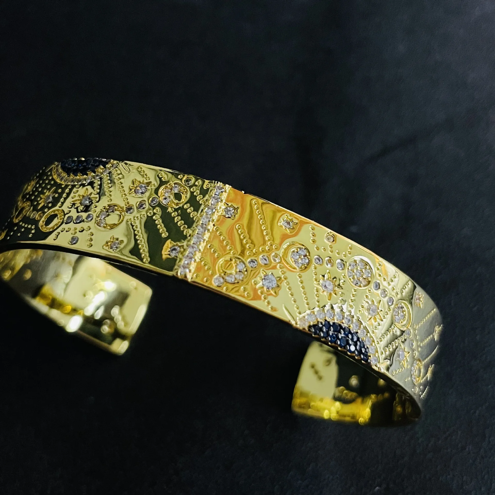 

July new color cubic zirconium women's bracelet S925 Sterling Silver Roman style Sun Moon Star Jewelry