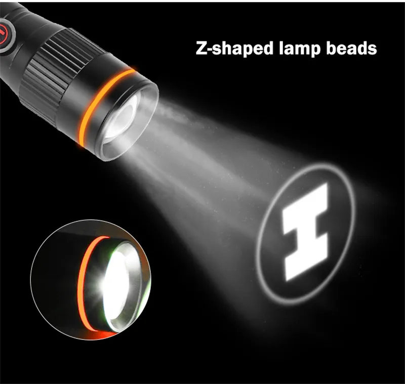 Мощный светодиодный фонарик P8 специальный Z-образный свет USB Перезаряжаемый