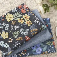 160x49cm vintage black big flower twill cotton sewing fabric making clothes bedding home decoration cloth