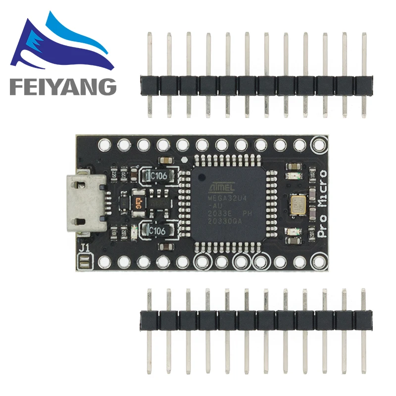 100 шт. Pro Micro ATmega32U4 5 в 16 МГц Замена ATmega328 для arduino ATMega 32U4 Mini с 2 рядным контактным