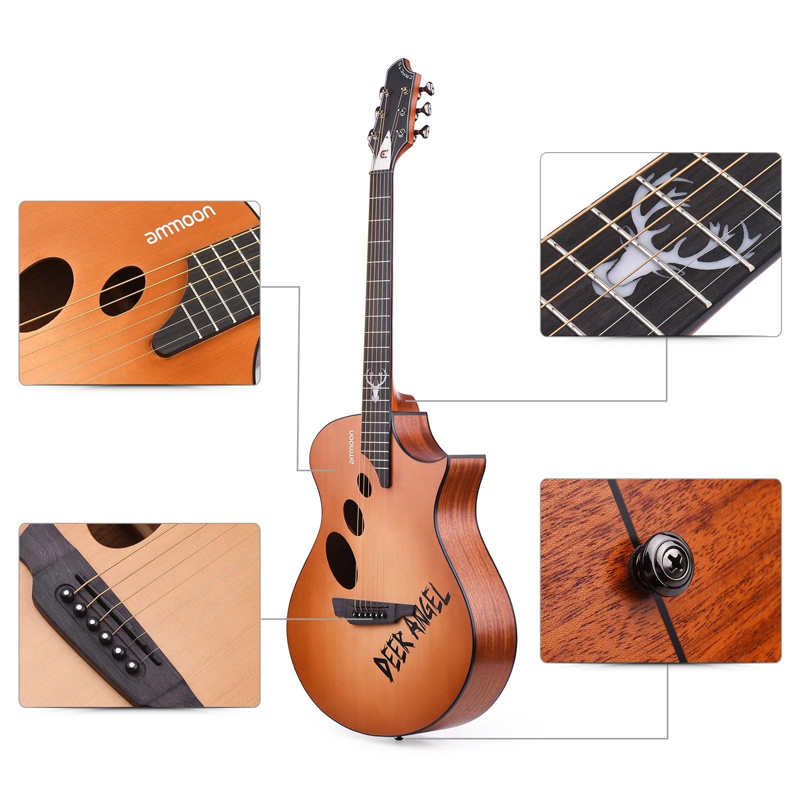

ammoon GM-2 40 Inch Acoustic Folk Guitar Kit classic guitar electric classical with Gig Bag Tuner Spare Strings Guitar Strap