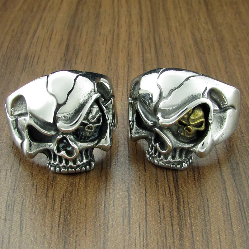Free Shipping Punk 316L Stainless Steel Silver Color Black Biker Dragon Claw Skull For Man Motorcycle Chain Ring Jewelry | Украшения и