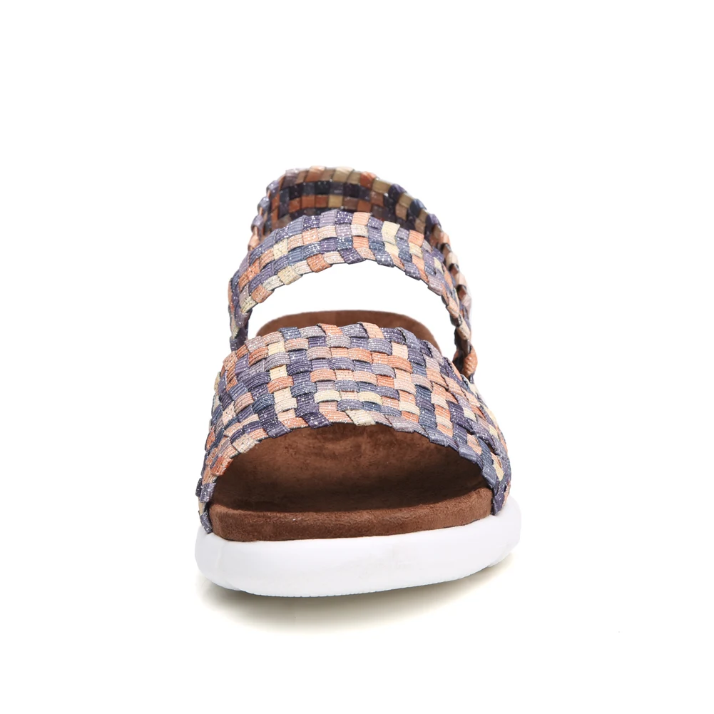 STQ 2020 Женские сандалии на плоской подошве плетеные босоножки танкетке пляжные