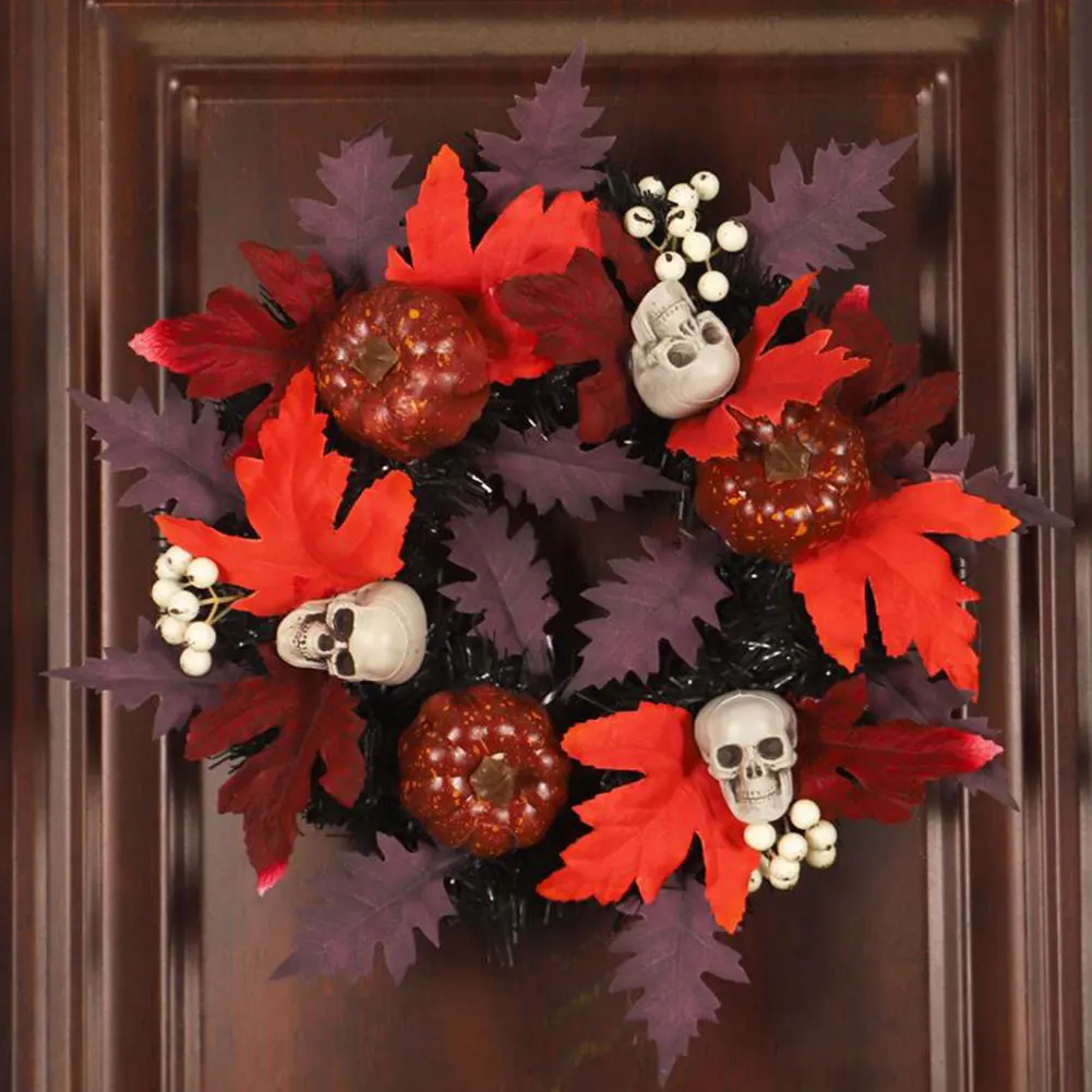 Венок для Хэллоуина дверной висячий венок гирлянда из кленовых листьев подвеска