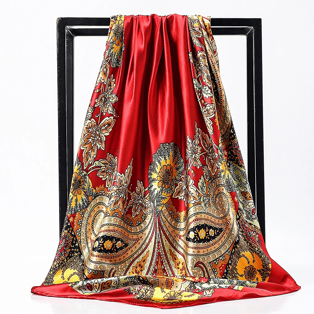 Новинка брендовый женский шелковый шарф в стиле ретро бандана 90*90 см богемная