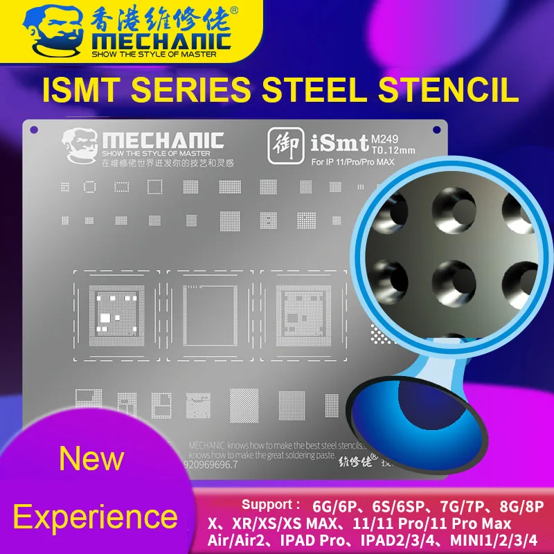 Трафарет Mechanic iSmt BGA для телефона 6/6P/6S/6SP/7/7P/8/8P/X/XR/XS/11/11Pro/11Pro Max iPad паяльная сеть чипа