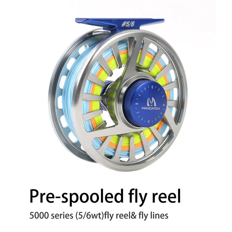 SLIVER REEL AND LINE Катушка для ловли нахлыстом Maximumcatch 1/3, 3/4, 5/6, 7/8, 9/11WT, катушка для нахлыстом, обработанная алюминиевой микро регулировкой, катушка для ловли нахлыстом - Цвет: SLIVER REEL AND LINE