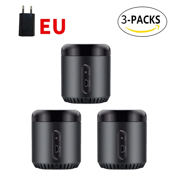 3pcs RM Mini 3 EU Broadlink умный дом RM Mini3 WiFi+ ИК пульт дистанционного управления AC tv управление для Alexa Google Home IFTTT 433 broadlink Black Bean - Комплект: 3pcs RM Mini 3 EU