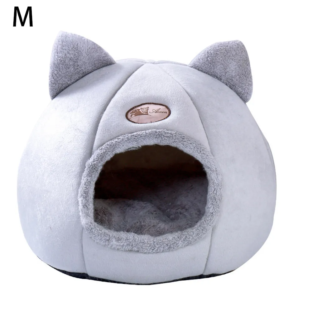 

CN Super Soft Cat Bed Comfort Little Mat Basket Cat Head Shaped For Cat' House Pet Tent Cozy Cave Beds Indoor Pet Sleep