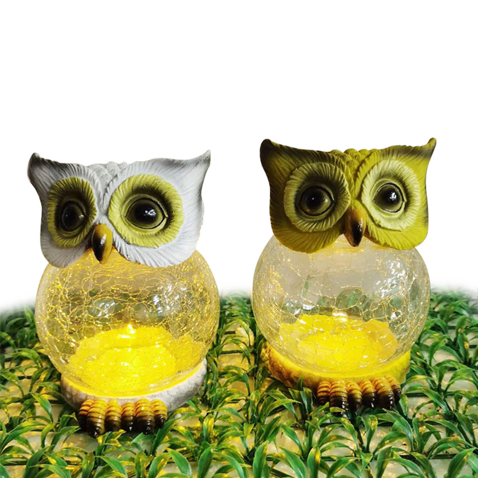 

Garden Owl Figurine Resin-Glass Statue Housewarming Gifts Patio Yard Decor