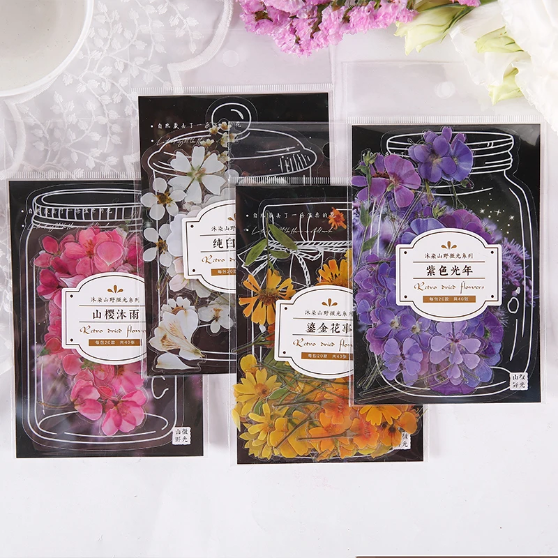 

40Pcs/Bag Vintage Natural Flower PET Sticker Package DIY Diary Journal Decoration Sticker Album Scrapbooking