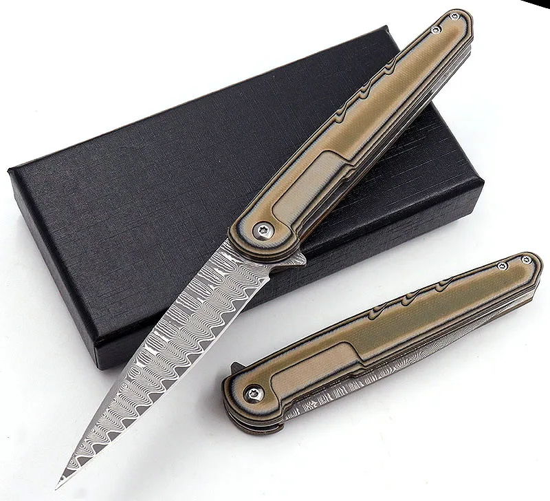

2021 New Year Outdoor Folding VG10 Damascus Steel Bearing Ball G10 Handle Kitchen Camping Multifunctional Pocket Fruit Knife