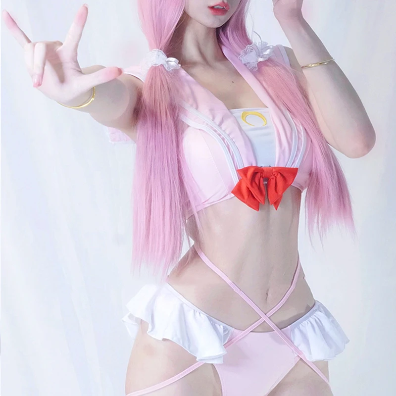 

Japanese Anime Sailor Moon Cosplay Costume Lingerie Set Uniform Sexy Lolita Girl SUKUMIZU Swimwear Swimsuit Two Piece Drop Ship