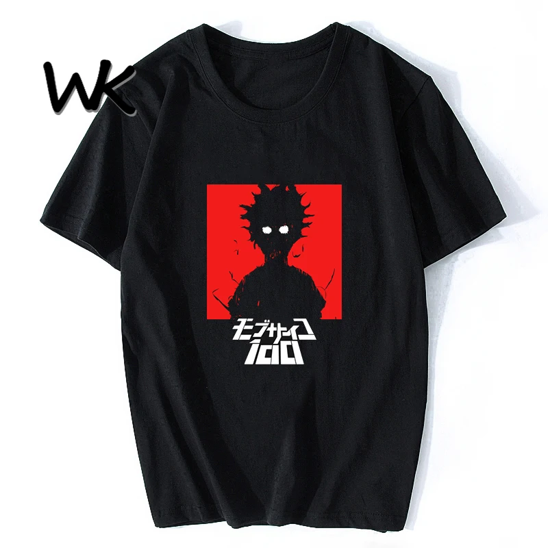 

WK Mob Psycho 100 Black Funny T Shirt Men Streetwear Harajuku Cotton Casual T-Shirt Camiseta Masculina Tee Shirt Homme Summer