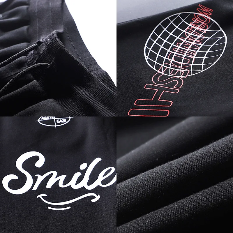 

Spring 2021 new fashion men's fat fashion leisure printed sports pants men's youth knitted necked pants men's