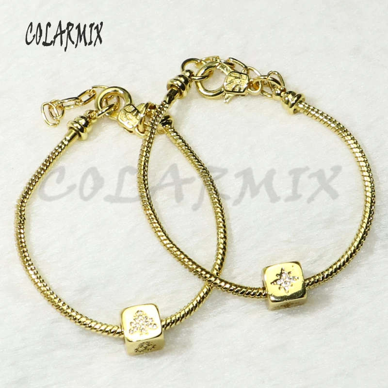 10 шт. браслеты-цепочки 3 кубические бусины браслеты микс Циркон очаровательные