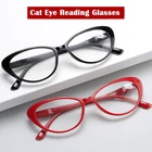 Очки для чтения женские, мужские, в стиле ретро, кошачий глаз, прозрачные, сверхлегкие, увеличительные, дальнозоркие, полная оправа, черный, красный + 1,5, 2,5