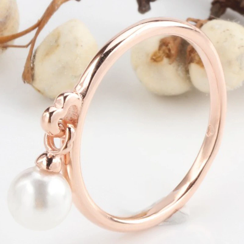 

Original 925 Sterling Silver Pan Ring Creative Pearl Pendant Rose Gold Ring For Women Wedding Party Gift Fashion Jewelry