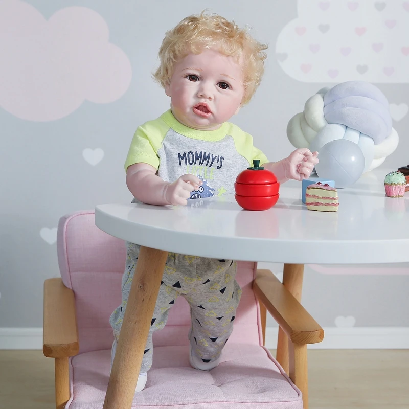 

55cm Realistic Doll Soft Body Vinyl Toddler Babies Lifelike Boy Sleeping Toys 23GD