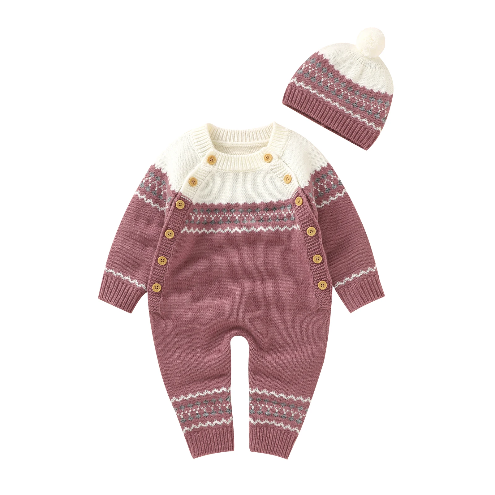 

Newborn Baby Rompers Hats Clothes Autumn Winter Causal Infant Boys Girls Outerwear Jumpsuit Outfit Sets Toddler Knitted Sweaters