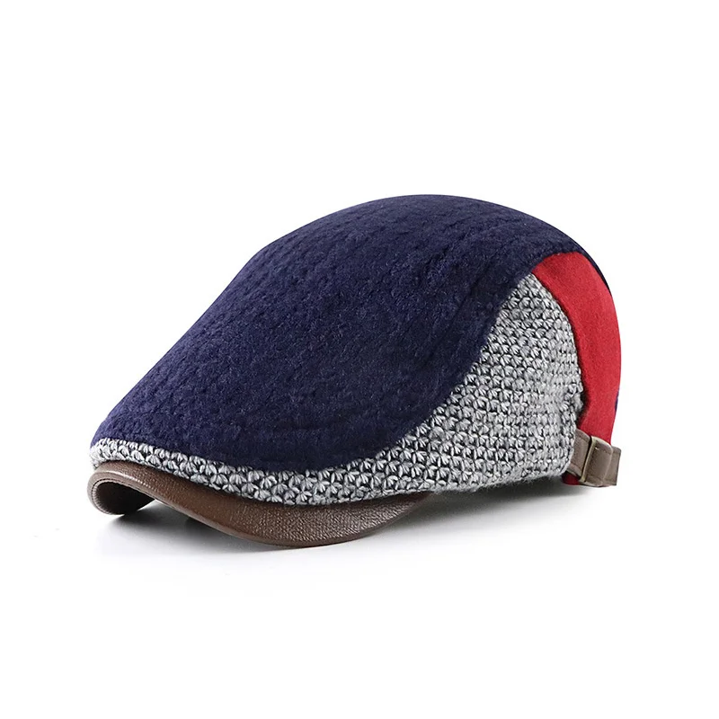 

Winter Women Octagonal Hat Man Knitted Peaked Cap Wool Painter Hats Big Head Men Plus Size Newsboy Caps 56-60cm
