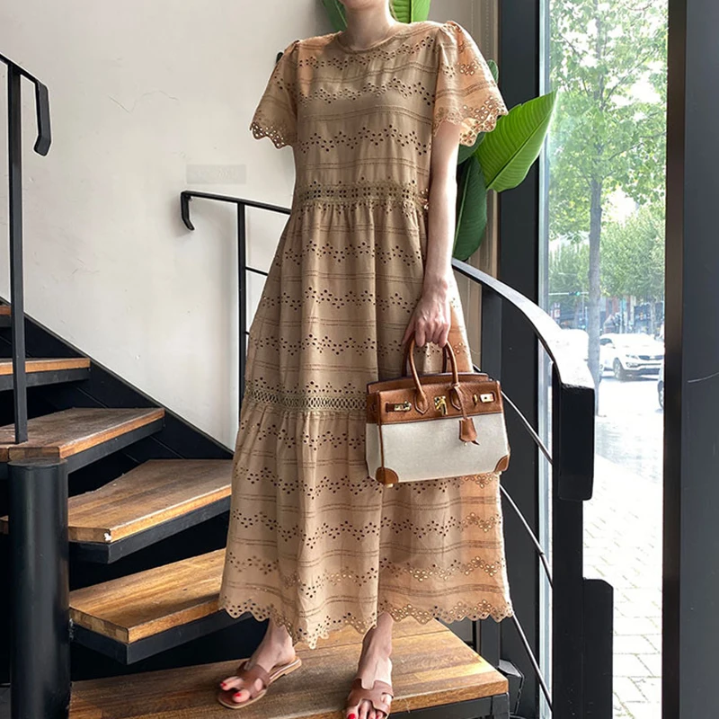 Женское длинное платье с широким подолом [EWQ] черное Свободное пышными рукавами и