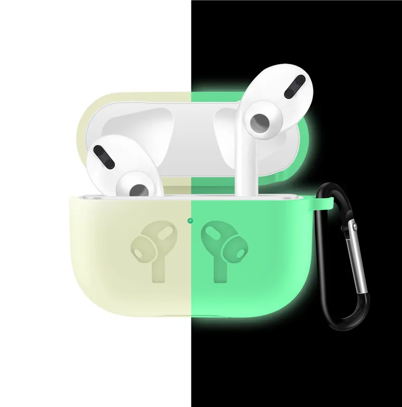 fluorescent yellow Мягкий силиконовый чехол для AirPods 3 BuckleShockproof чехол для Airpods Pro зарядный чехол светодиодный защитный чехол Аксессуары для наушников - Цвет: fluorescent yellow