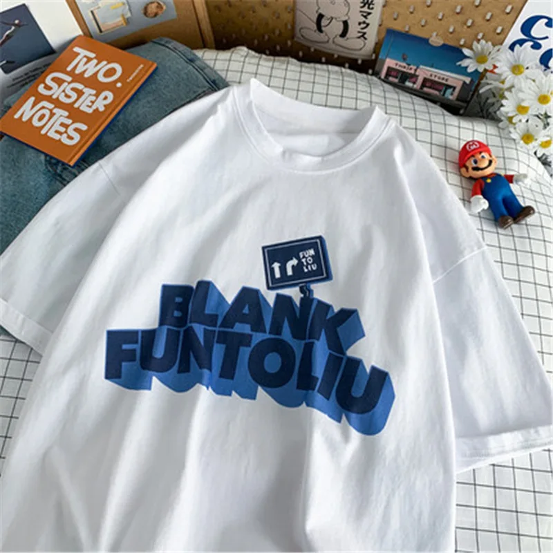 

Women's Oversized Short Sleeve Goth T-Shirts Retro loose Hong Kong style Urban Basic Haut Female Vogue Cute tshirt Kawaii Girl