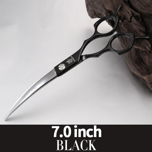 Fenice 6,5/7,0 inch с обратным изогнутым лезвием, ножницы для стрижки собак, ножницы для Уход за лошадьми ножницы для домашних животных Уход за лошадьми ножницы для собак Ножницы продукта - Цвет: 7.0 black