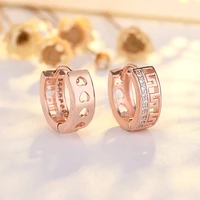 2021fashion hollow out round hoop earrings for women single row cubic zirconia gold color earring anniversary female jewelry