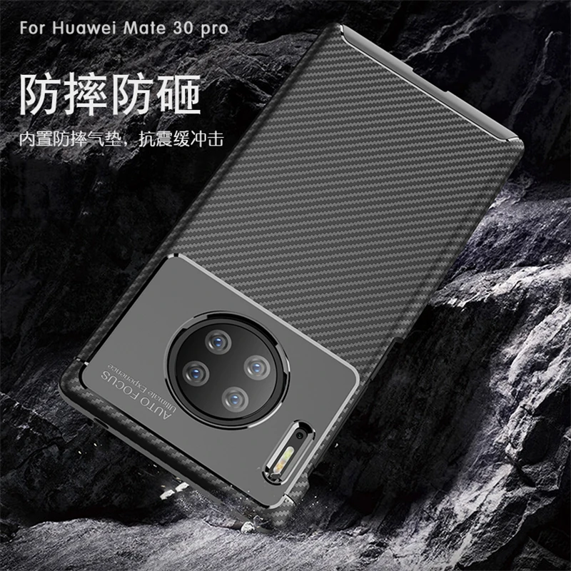 

For Huawei Mate 30 Pro Case Mate 30 20 X 20X 5G Bumper Soft Silicone Carbon Fiber Shockproof Cover For Huawei Mate 30 Pro Case