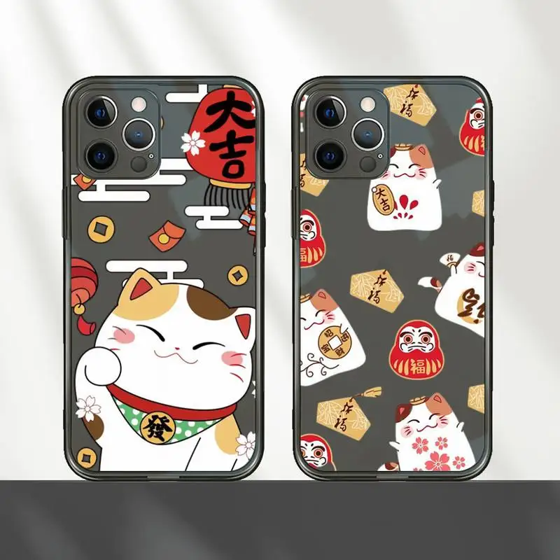 

Lucky Cat cute cartoon Phone Case Transparent for iPhone 7 8 11 12 se 2020 mini pro X XS XR MAX Plus
