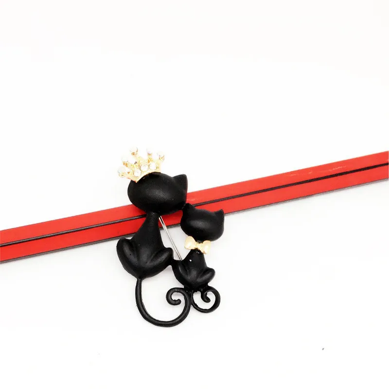 1 шт. загадочная и Элегантная черная брошь с котом украшает Черный кот свитер