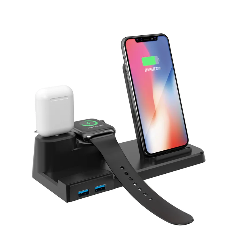 3 в 1 Беспроводная зарядка Индукционная зарядная подставка для iPhone X XS Max XR 8 Airpods Apple