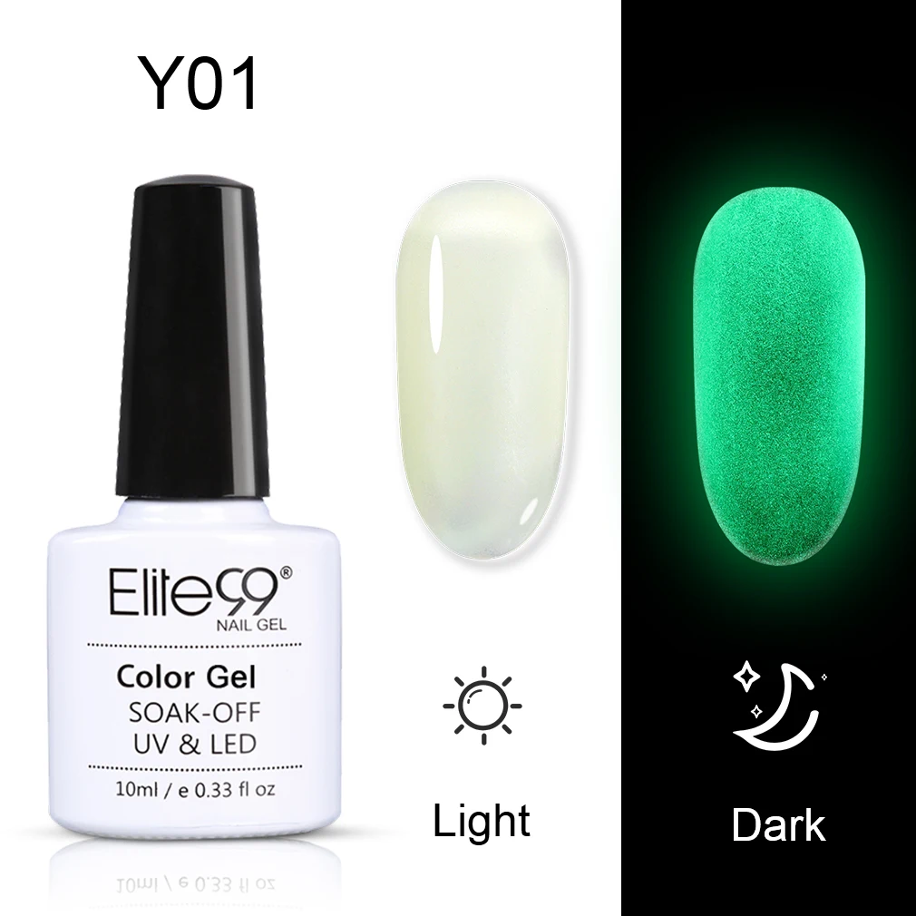 

Elite99 10ml Glow In Dark Gel Varnish Hybrid Nail Polish Soak Off Luminous UV Gel Nail Polish Semi Permanent Enamel Nail Art Gel