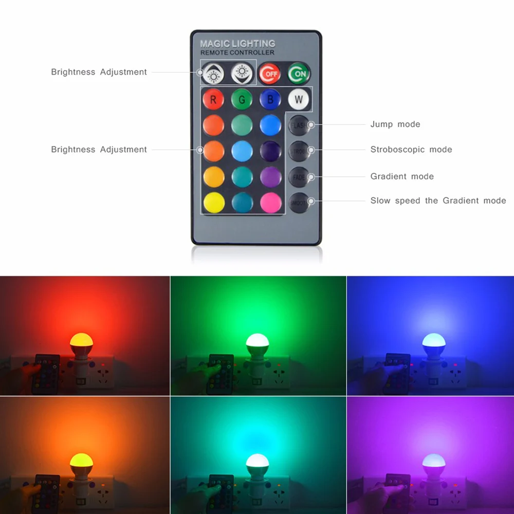 СВЕТОДИОДНЫЙ цветной RGB светильник E27/E26/E14/B22/GU10/MR16 светодиодный точечный ИК пульт