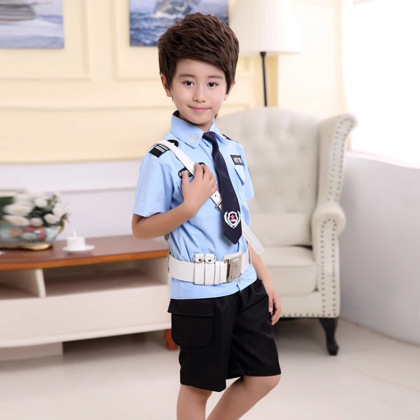 

4PCs Children Boys Clothing Set Halloween Fancy Cosplay Costumes Traffic Policeman Policewomen Uniform Girls Skirt with Cap