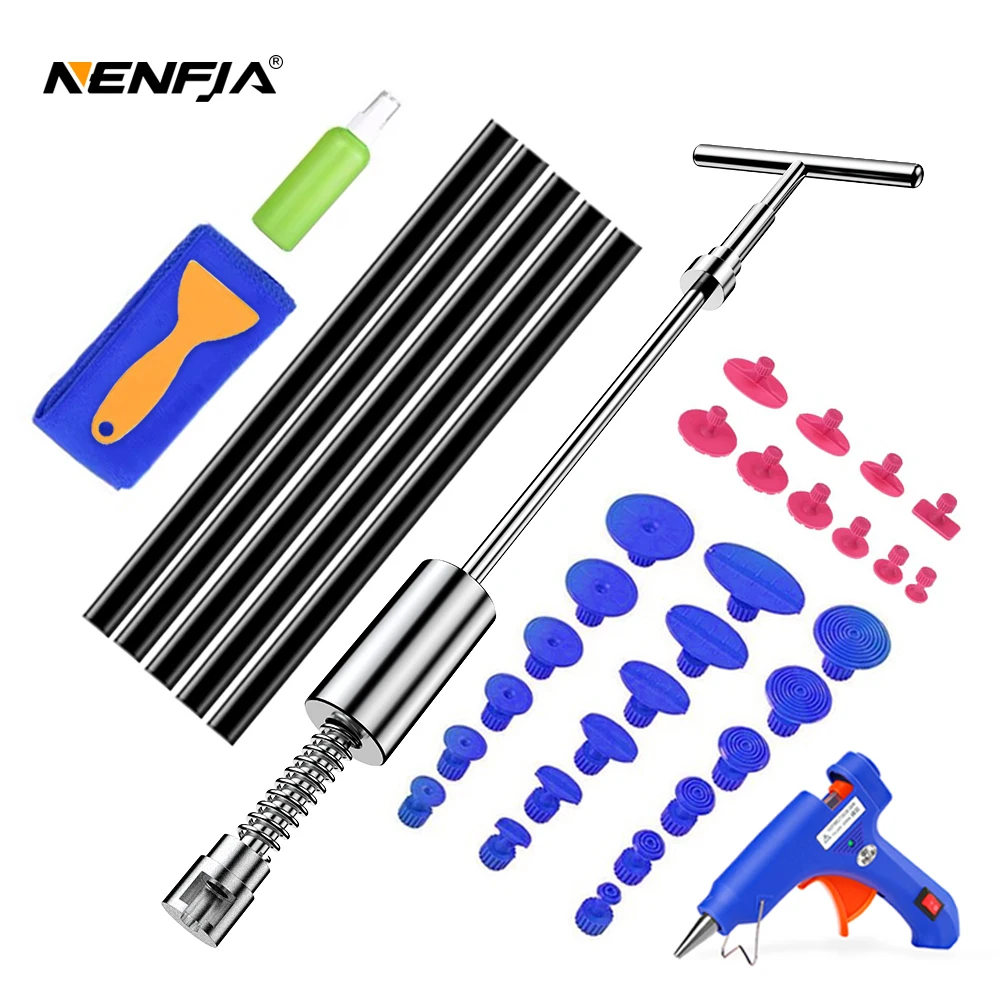 Nenfix-Tools Car Paintless Dent Removal Tool Kit Dent Repair Puller Kit Slide Reverse Hammer Glue Tabs Suction Cups For Hail Kit