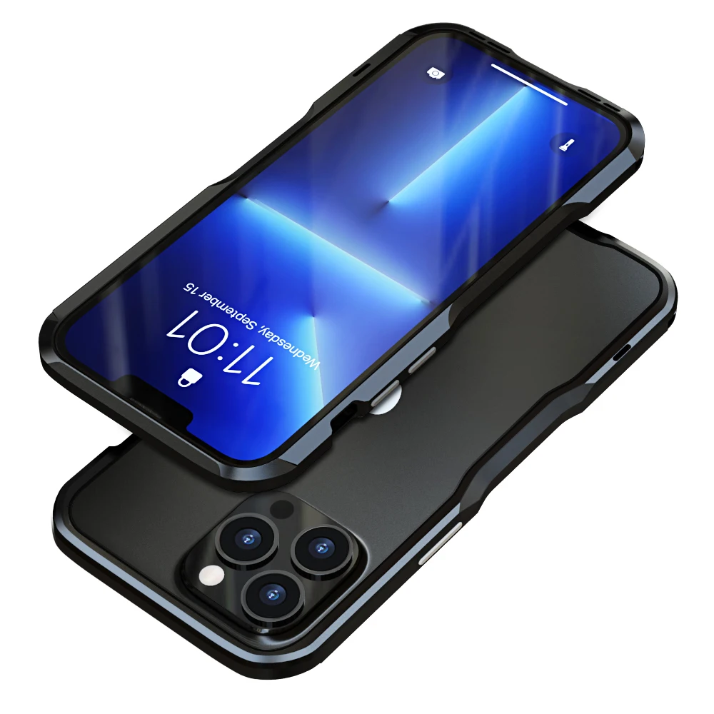 

For iPhone 13 Pro MAX Shockproof Metal Bumper Phone Case For 13 Mini Luxury Plating Aluminium Frame Camera Protective Back Cover