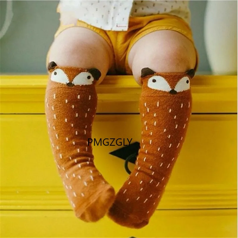 Calcetines hasta la rodilla con dibujos de zorro para beb&eacute;, medias suaves de algod&oacute;n, c&aacute;lidas, 1 par-0