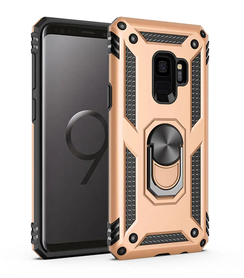 Gold Противоударный чехол для samsung Galaxy S9 S8 S10 Plus Note 9 8 A50 A70 A40 Note8 с подставкой-держателем в виде кольца крышка samsung S9Plus чехол S10Plus - Цвет: Gold