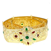 sunspicems 2021 elegent morocco belt for women gold silver color crystal flower caftan belt body chain arab robe wedding jewelry