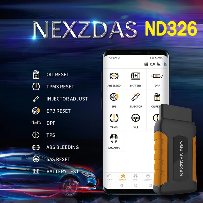 Humzor ND326 OBD2 сканер Bluetooth автоматический диагностический инструмент для