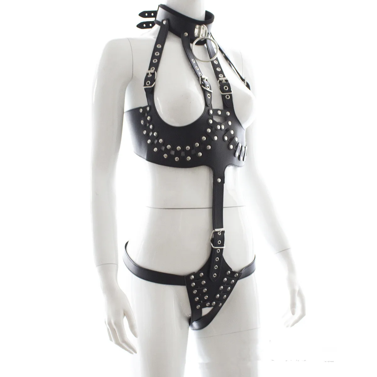 Регулируемый кожаный эротический комплект аксессуаров с замком корсет под